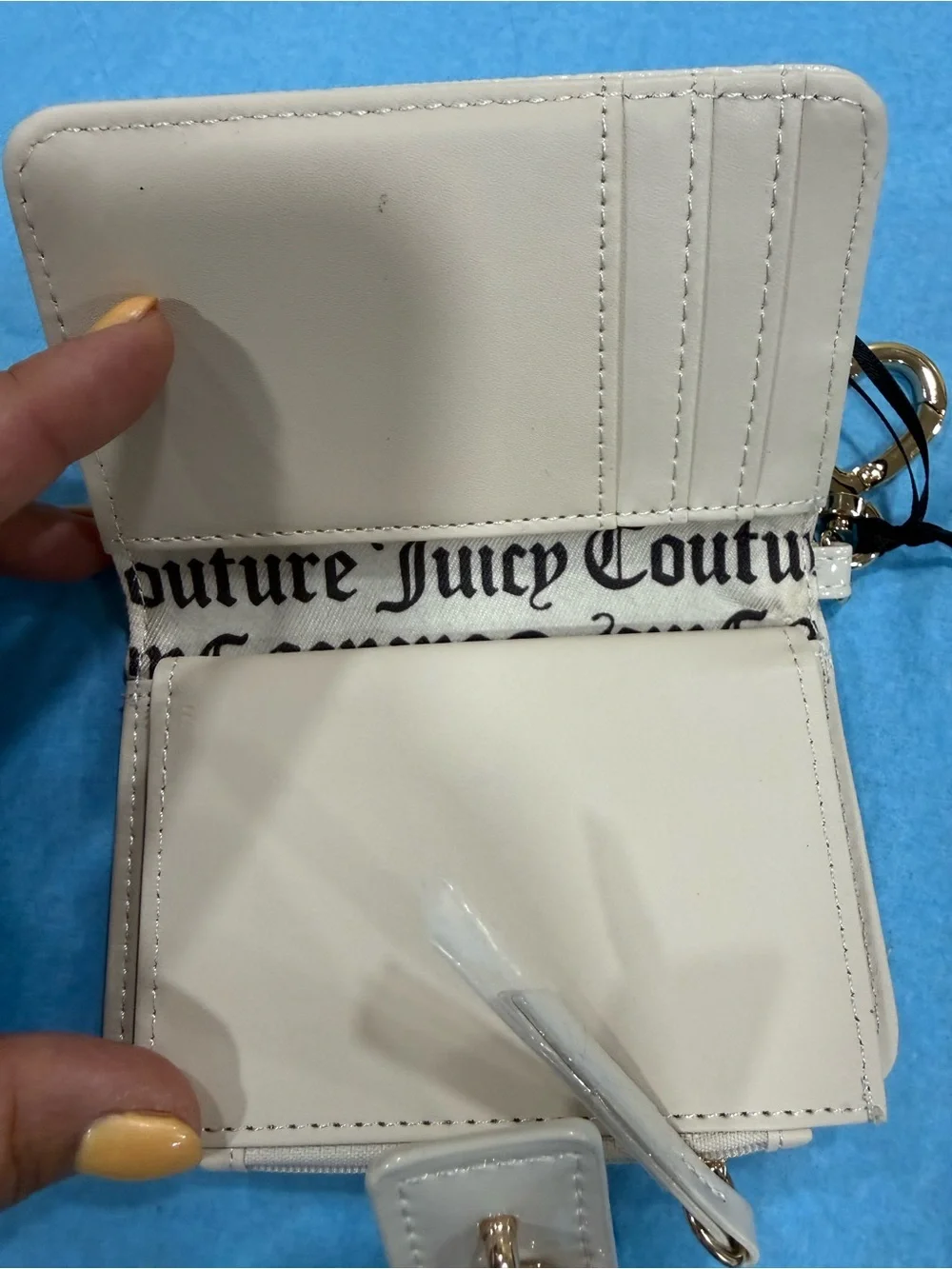 Juicy Couture Cream Patent Heart Charm Wallet